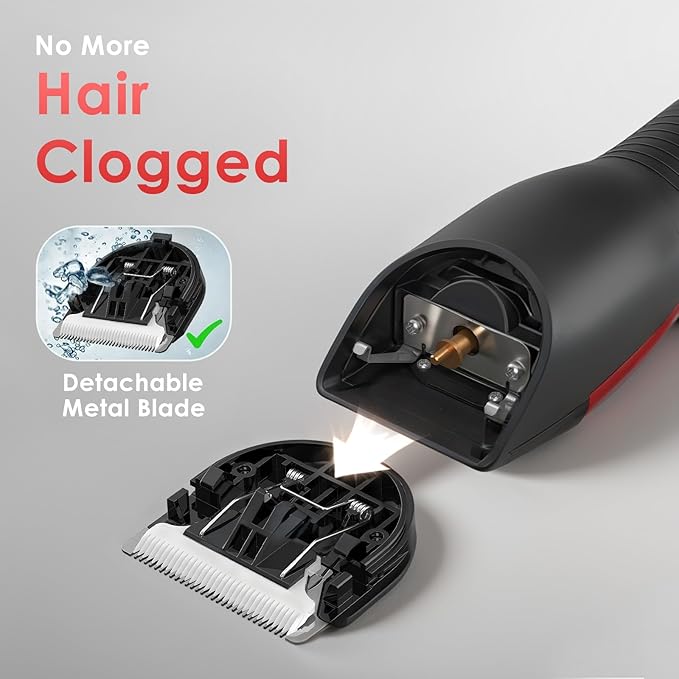 Horse Clippers,Quiet 2-Speed Horse Grooming Clippers,Rechargeable Pet Shaver for Matted Long Hair,Cordless Wide-Blade Powerful Horse Trimmer Kit for Thick Coat #066 Red