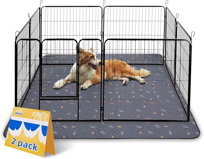 Sunheir Washable Pee Pads for Dogs Extra Large 48" x 60" 2-Pack, Reusable Puppy Pads Pet Training Pads for Dog Playpen Indoor, Waterproof Dog Pee Pads for Puppy Playpen, Whelping Pad - Deep Grey
