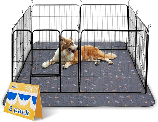 Sunheir Washable Pee Pads for Dogs Extra Large 48" x 60" 2-Pack, Reusable Puppy Pads Pet Training Pads for Dog Playpen Indoor, Waterproof Dog Pee Pads for Puppy Playpen, Whelping Pad - Deep Grey