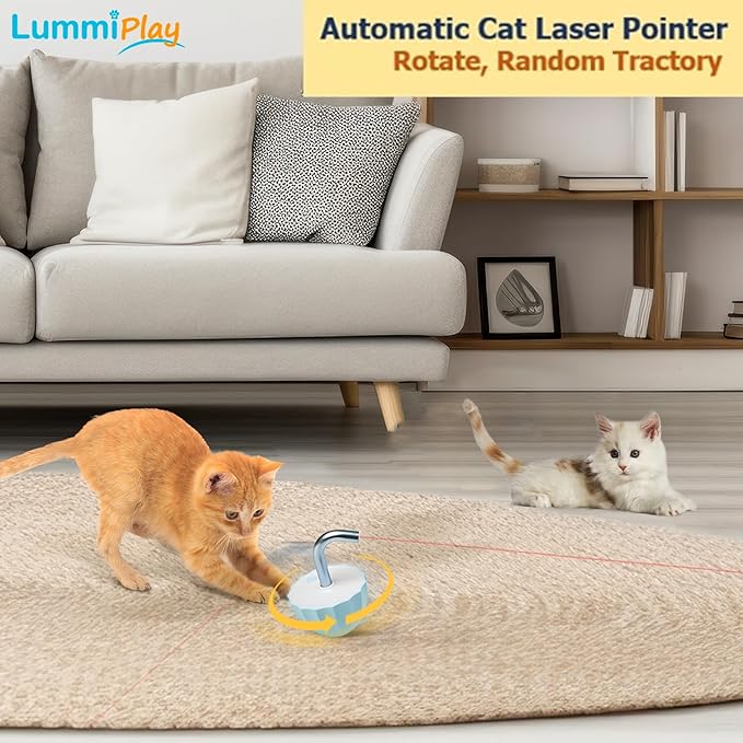 Cat toys for indoor cats Laser pointer, Interactive cat toy for bored Indoor adult Cats, Automatic cat toys laser pointer,Random Trajectory and Tumbler Base, USB rechargeable, laser for cats