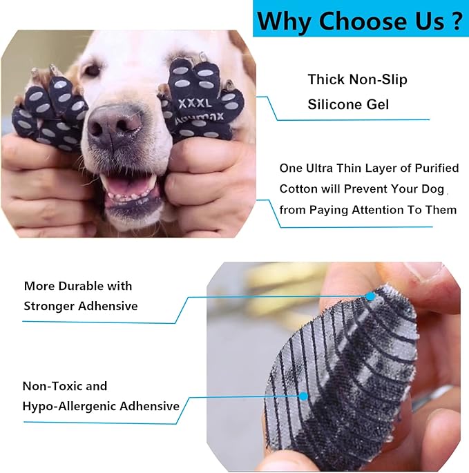 Dog Anti Slip Paw Grips Traction Pads,Dog Feet Stickers with Stronger Self-Adhesive Paw Pad Provide Traction for Senior, Injured Dogs,12 Sets (48 pcs) XL Multicolor