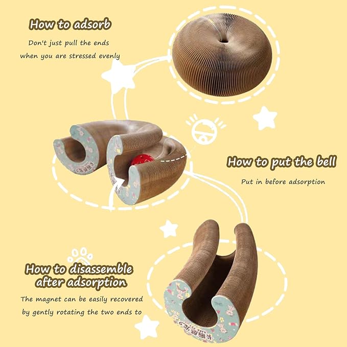 Kitty Curlz Cat Scratching Board, Magic Organ Cat Toy, Made of Recyclable Corrugated Cardboard, Scratch-Resistant and Abrasion-Resistant, Foldable for Indoor
