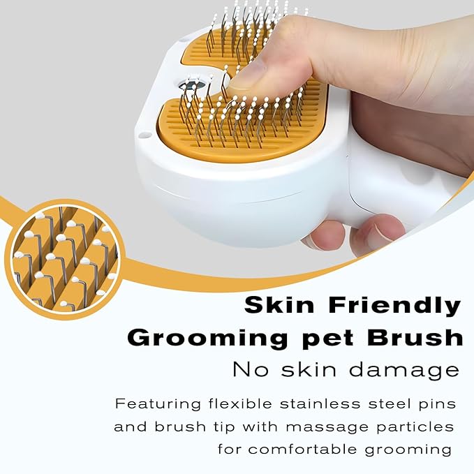 Pet Steam Brush for Dog & Cat – 3-in-1 Spray Hair Removal Comb – Steam Brush for Shedding & Grooming – Spritz Defur Comb – Includes Ear Wipes