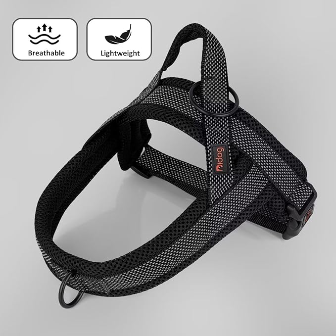 Didog No Pull Dog Harness with Breathable Mesh Padded, Full Reflective & Quick Fit Adjustable Vest Harness, Easy for Training Walking for Small & Medium and Large Dogs (Black, L:Chest 26-32")
