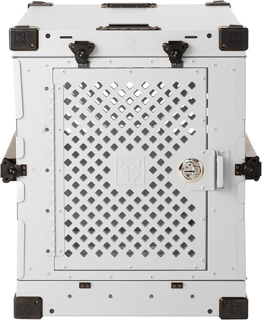 Impact Collapsible Dog Crate - Foldable Hard Crate for Large Dogs - Heavy Duty Travel Kennel with Powder-Coated Aluminum - Quick Setup for Indoor & Outdoor (White, 40" (40.5" L x 23" W x 29" H))