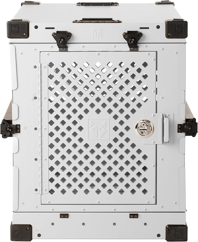 Impact Collapsible Dog Crate - Foldable Hard Crate for Extra Large Dogs - Heavy Duty Travel Kennel with Powder-Coated Aluminum - Quick Setup for Indoor & Outdoor (White, 40"+ (40.5" L x 27.5”W x 34" H