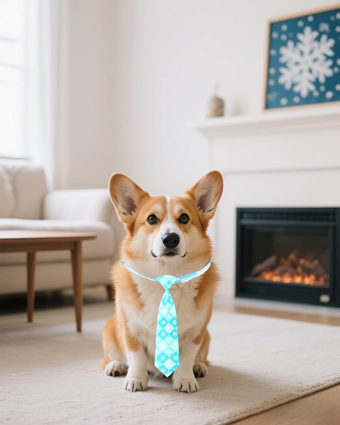 PET SHOW 10 Pack Winter Dog Ties Neckties for Large Medium Dogs Adjustable Neck Ties Girl Boy Pets Snowflake Costumes Dog Grooming Accessories Holiday Party Gift Favor