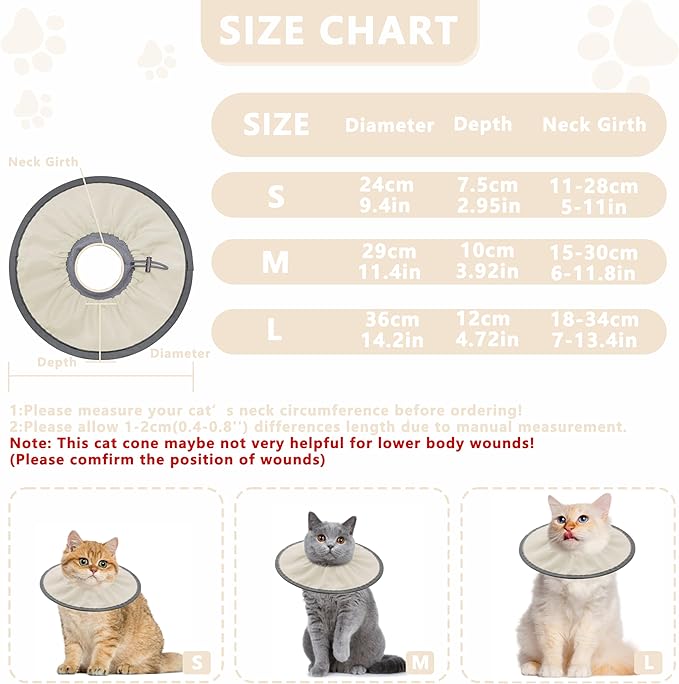 Lightweight Cat Cone Collar Soft, Soft Comfortable Cat Recovery Collar After Surgery, Elizabethan E Collar for Cats, Cone for Cats to Stop Licking (Khaki, Medium)