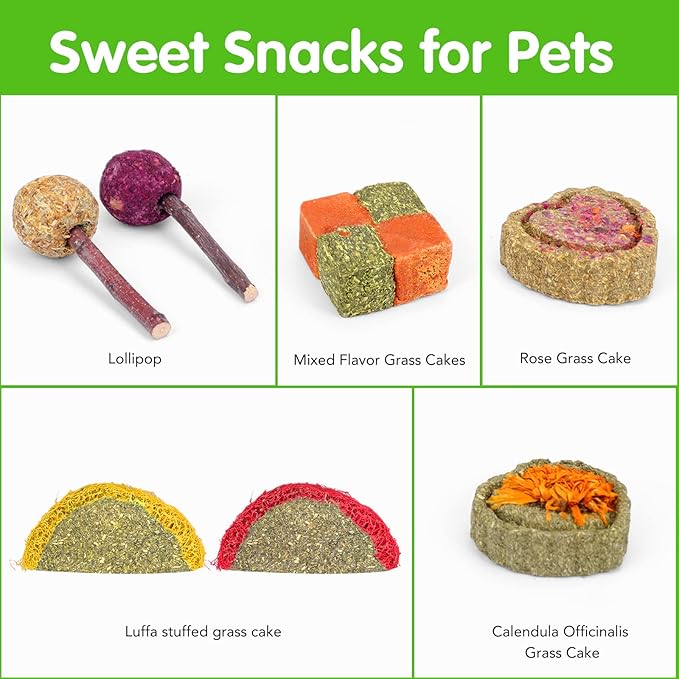 VESPRO Bunny Teys for Rabbits Hamster/Guinea Pig Toys Natural Timothy Hay Sticks chew Treats and Balls for Rabbit, Bunny, chinehila, Guirea Pig, Hamster, Bunny Teeth Care