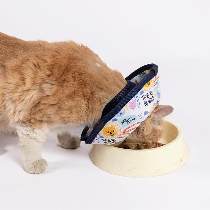 Cat Cone Collar – Colorful Cat Pattern - Lightweight Recovery Cone for Cats, Anti-Lick & Anti-Scratch, Vet Recommended, Elizabethan Collar (Colorful, XXS Long [Neck Girth: 7.5"-10.3"])