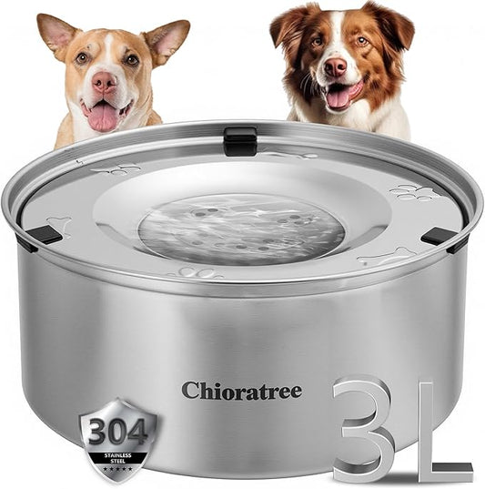 Dog Water Bowl No Spill,3L/101oz Large Spill Proof Water Bowl for Dogs, Stainless Steel Slobber Stopper Slow Drinking Dog Bowl Anti Splash Pet Water Dispenser for Messy Drinkers