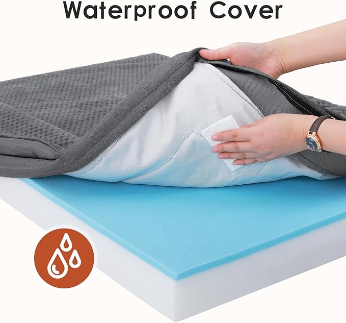 Orthopedic Dog Beds Large Sized Dog, 3 Inch Memory Foam Pet Bed for Medium and Large Dogs, Washable Removable Cover, Nonskid Bottom, Waterproof, 44x32 Inches XXL Dark Grey