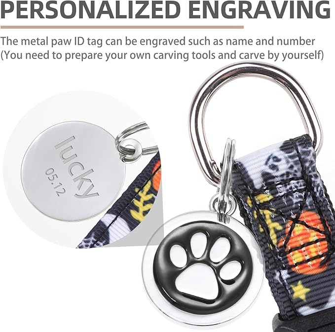 PUPTECK No Pull Dog Harness Soft Adjustable Basic Nylon Step in Puppy Vest Outdoor Walking with ID Tag, Halloween, S