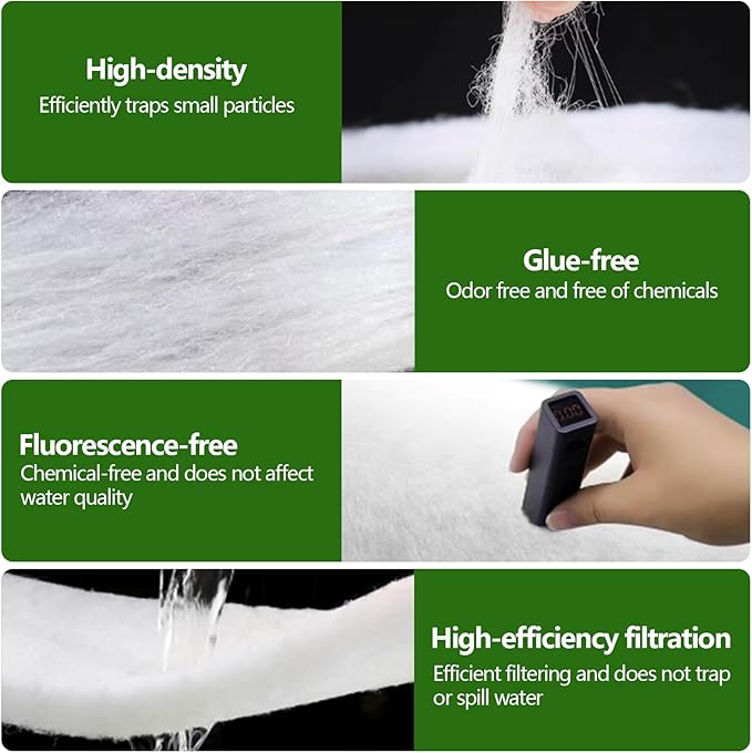 Aquarium Filter Floss 12 * 72 Inches,Dual Density Aquarium Filter Pad,Pond Filter Pad,Filter Media for Crystal Clear Water,Safe for Fish/Reef/Turtles