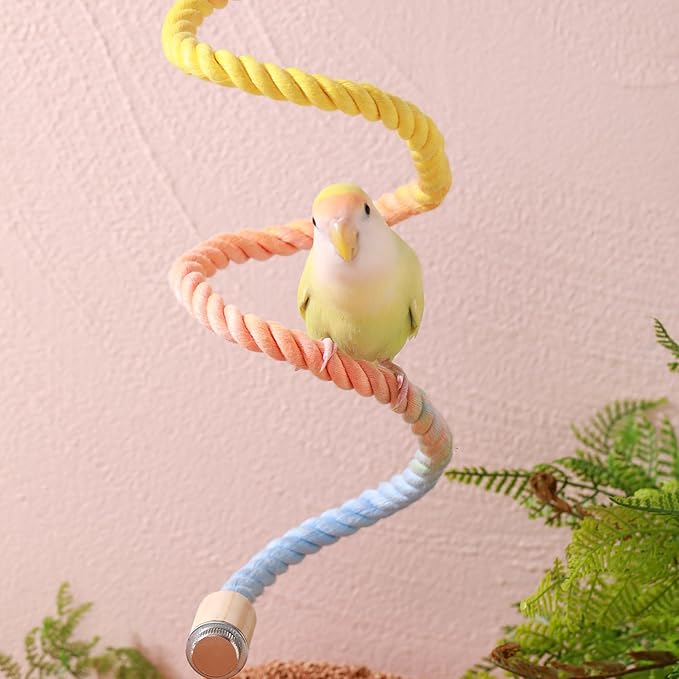Multi-Color Rope Bird Perch Toys for Parrot Cage Stand, Climbing Swing Accessories for Cockatiel, Parakeets, Budgies, Lovebirds, Conures, Finches - 39.4 inch