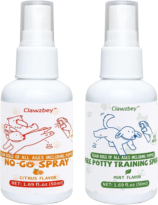 Dog Potty Spray Set, No-Go Spray & Potty Training Spray, Puppy Essentials, Stops Urination & Marking, Indoor and Outdoor Use (1.69 fl oz)