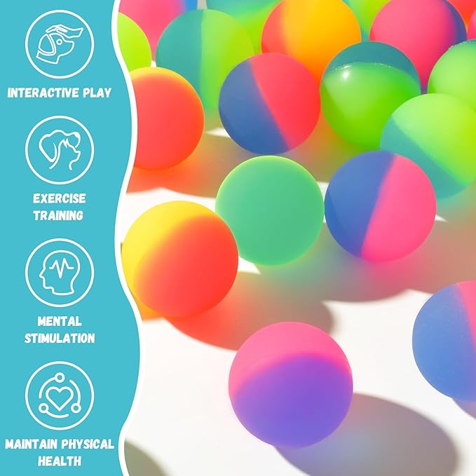 Cat Toy Bouncy Balls, 12 Pack 1.65 Inch High Elasticity Bouncing Balls for Cats, Colorful Interactive Pet Toy Gift for Puppy Kitty Indoor Play and Exercise