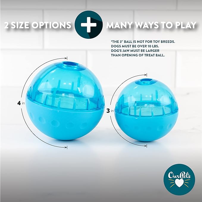 Our Pets Smarter Toys IQ Treat Ball - Colors Mary Vary - 4" - for Larger Dogs