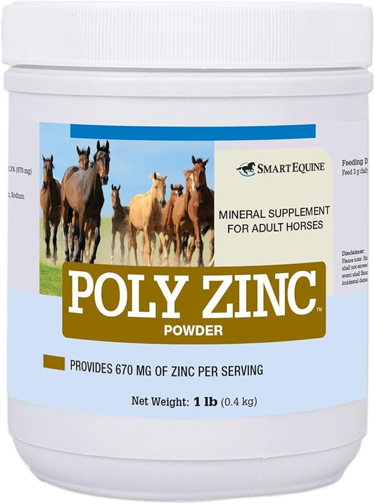 Uckele by SmartEquine Poly Zinc Powder | Zinc Supplement for Horses | Hoof Care Vitamins and Minerals | Supports Bone and Hoof Wellness | Equine Skin Coat Supplement | 1 lb
