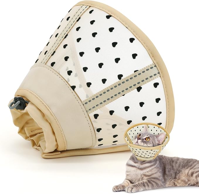 Supet Cat Cone Collar After Surgery, Soft Mesh Recovery Collar for Cats to Stop Licking and Scratching, Plastic Cone Alternative for Small Dogs, Medium, Large Cats