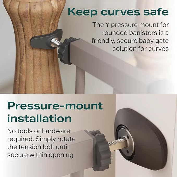 Cumbor 2 Pack 29.7"-51.5" Extra Wide Baby Gate for Stairs, Mom's Choice Awards Winner-Dog Gates for Doorways, Pressure Mounted Walk Through Pet Gate Indoor, Safety Auto-Close Child Gate for Kid,Brown