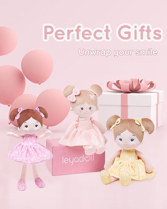 Soft Baby Doll Toys (12''), My First Baby Rag Doll for 1 Year-Old Girl Birthday Gift, Christmas Plush Toys Gift for Toddler Kids Infants -FloraBelle(Pink)