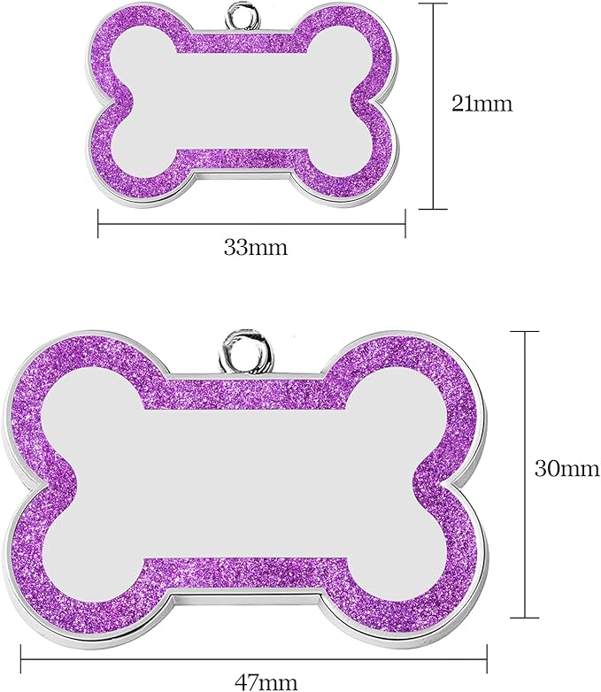 Dog Tags Personalized for Pets Dog Name Tags Personalized Dog Tag Engraved with Any Name & Text Custom Dog ID Tags Glitter Bone ID Tag for Puppy Cat (Pink L, Bone)