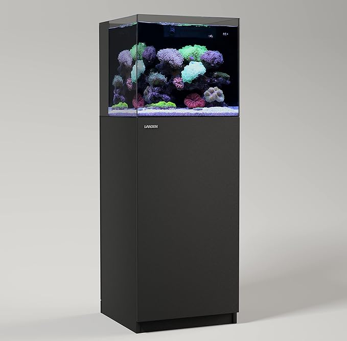 Landen 45P 20 Gallon Ultra Clear All Glass Rimless Low Iron Aquarium Tank with Rear Filtration Chamber(Return Pump Included)for Salt and Fresh Water.17.7''Wx17.7''Dx15.8''H in(45x45x40cm)6mm Thickness