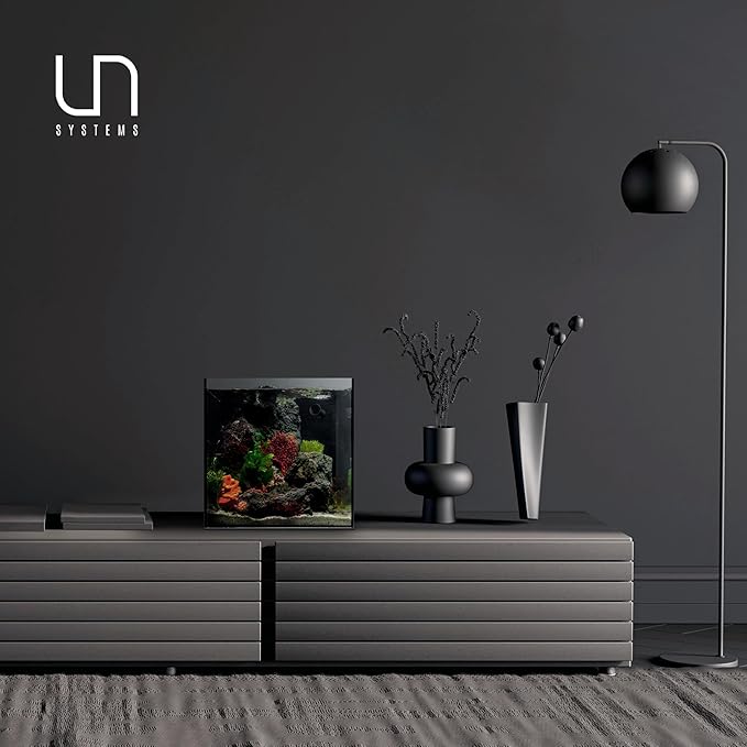 Ultum Nature Systems Dual AIO - Freshwater/Saltwater Compatible All in One Rimless Tank with Triple Chamber Filtration System, Integrated Filter Aquarium w/Leveling Mat - 7 Gallon, 30A, Black