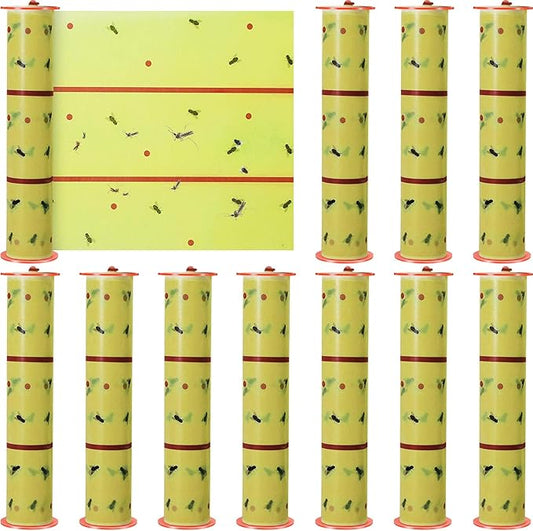 Qualirey 295 ft Giant Sticky Fly Traps, 30 Feet Fly Strips for Indoor Outdoor Hanging Flying Tapes Non Toxic Ribbon Fruit Gnat Killer for Mosquito Plants House Horse Stable (Fluorescent Green)