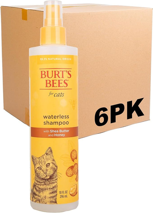 Burt's Bees for Pets Waterless Cat Grooming Spray with Shea Butter and Honey, 99.3% Natural Origin Formulas, Cats Dry Shampoo, Kitten Supplies, 6pk, 10oz