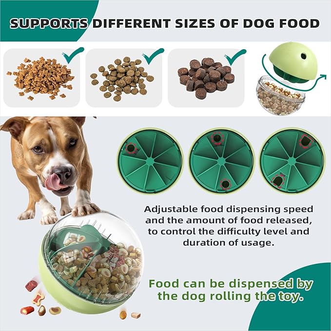 KADTC Extra-Large Dog Giggling Treat Dispenser Ball - Adjustable Food Dispensing Speed - Puppy Mind Game Puzzle Slow Feeder for Medium/Large/Extra Large Dogs Aggressive Chewers Breed