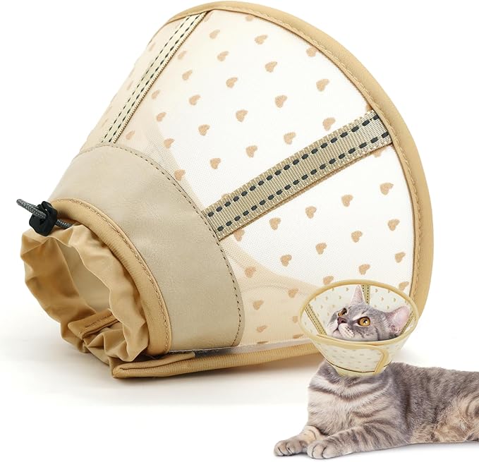 Supet Cat Cone Collar After Surgery, Soft Mesh Recovery Collar to Stop Licking and Scratching, Plastic Cone Alternative for Small Kitten, Medium, Large Cats ()