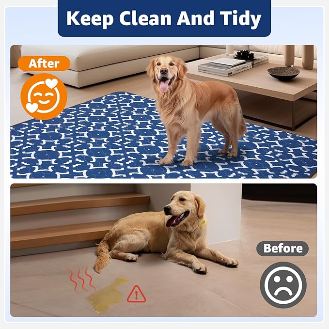 LOOBANI Washable Pee Pads for Dogs: 65"x 48" Extra Large Reusable Puppy Pads,1 Pack Absorbent Whelping Pad Leakproof Dog Playpen Mat, Waterproof Non-Slip Dog Training Pads for Floor, Crate, Potty