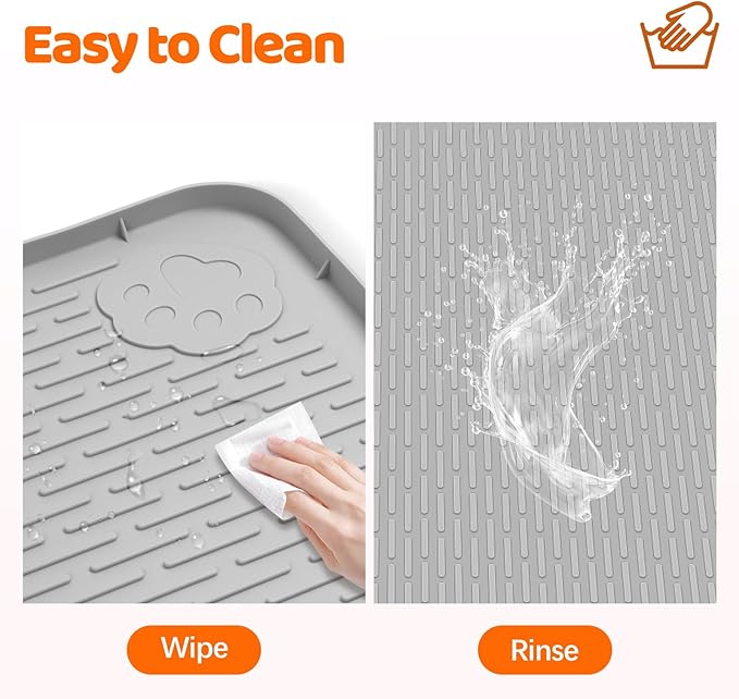 Pee Pads for Dogs, 40" x 28" Extra Large Reusable Dog Silicone Mat for Floor Protector, Washable Non-Slip Dog Training Pads for Potty Training (Grey)