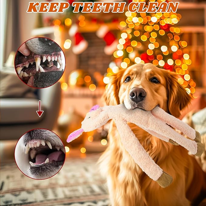 3 Pack No Stuffing Crinkle Squeaky Interactive Plush Dog Toys for Aggressive Chewers to Keep Puppy Busy for Boredom Small & Medium Breeds Furry Friend Teething Orange Fox Pink Pig Blue Hippo