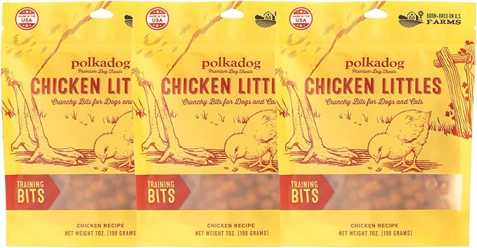 Polkadog Chicken Littles Crunchy Training Bits 3-Pack – All Natural, Limited Ingredient Healthy Training Treats for Dogs. Handcrafted in USA. Great for Dogs with Allergies – 7oz (Pack of 3)