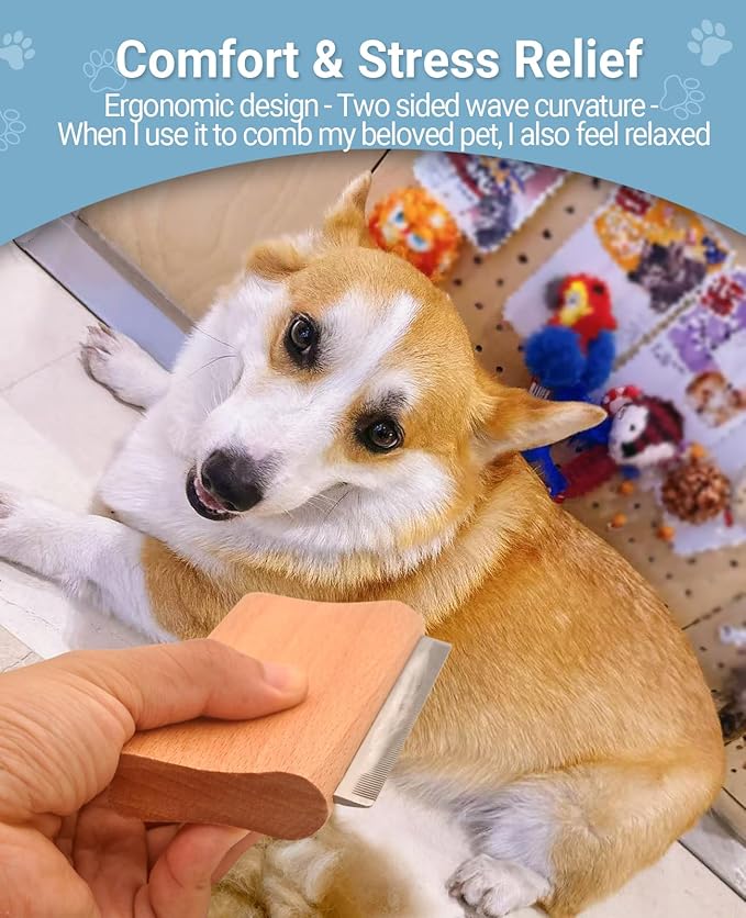 Dog Brush for Shedding | Pet Hair Removal Tool, Cat Grooming Supplies, Deshedding Dog Brush | Combs for cleaning and grooming short and long hair (S (3 Inch))