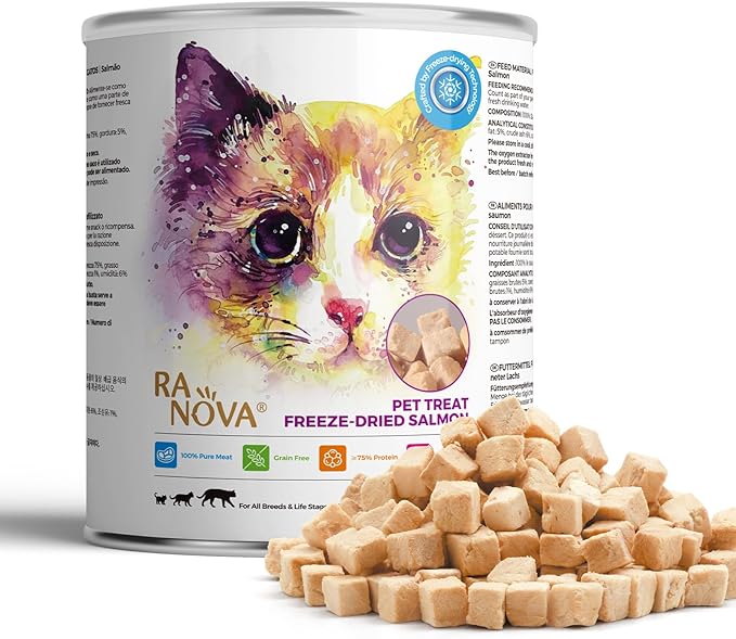 Freeze Dried Cat Treats - 100% Salmon Grain Free Raw - Natural Balance Limited Ingredient High Protein Cat Snacks 115g/4.1oz - Picky Eater Challenger