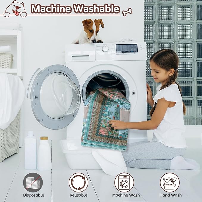 Aitmexcn Washable Pee Pads for Dogs Large, 2 Pack, 54" x 54" Boho Reusable Puppy Pads, Dog Playpen Mat, Super Absorbent Dog Pads, Leakproof, Waterproof Dog Training Pad, Dog Crate Pad, Whelping Pads