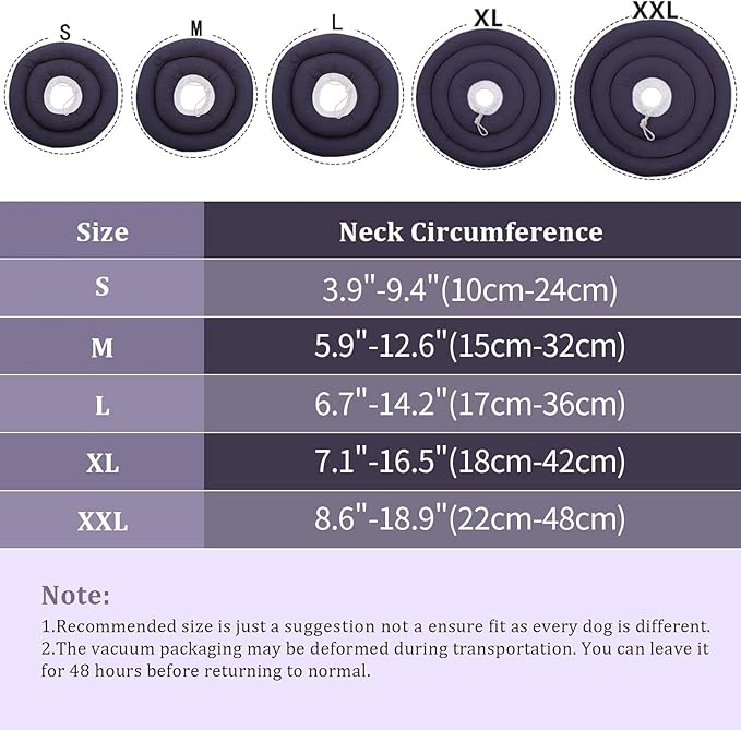 IDOMIK Dog Recovery Collar, Waterproof Soft Dog Cone After Surgery, Comfy Protective Elizabethan Collar Alternative for Dogs Cats, Adjustable Pet Neck Donut Cone Anti-Licking Biting Wounds,Grey,M