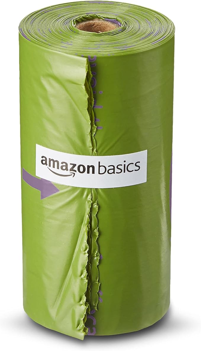 Amazon Basics Dog Poop Bags with Dispenser, 540 Count, Enhanced for Guaranteed Leakproof, Lavender Scented, Includes Leash Clip