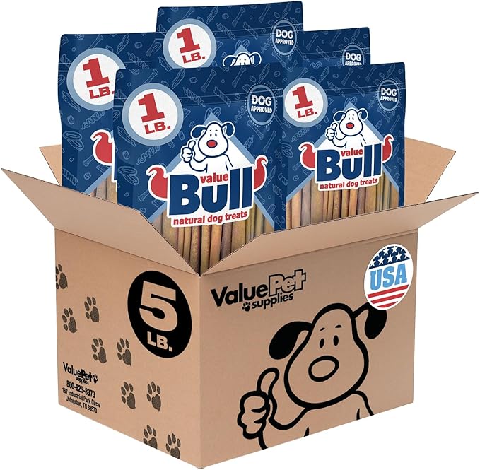 ValueBull USA Collagen Sticks for Dogs, 4-6 Inch Varied Chews, Natural Long-Lasting Dog Treats, 5 Pound - Promotes Joint, Skin & Coat Health with Glucosamine and Chondroitin