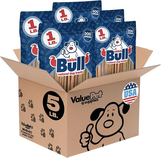 ValueBull USA Collagen Sticks for Dogs, 4-6 Inch Varied Chews, Natural Long-Lasting Dog Treats, 5 Pound - Promotes Joint, Skin & Coat Health with Glucosamine and Chondroitin