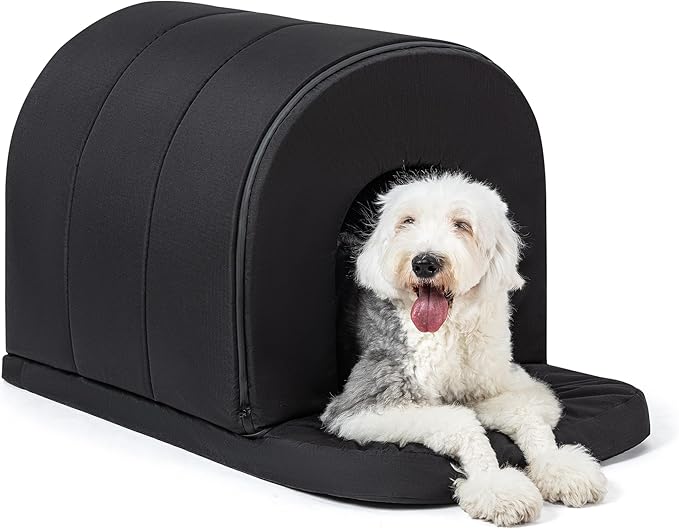 Orthopedic Dog House - Outdoor Waterproof Dog Shelter w/Porch - Indoor Pet House w/Egg-Crate Foam - Cooling - Machine Washable - Ideal for Extra Large Breeds & Fits 42-Inch Crate - 41"x27"