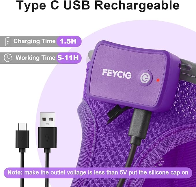 Light Up Dog Harness,Rechargeable LED Dog Harness for Small Medium Large Dogs,Reflective Lighted Safety Vest for Night Walking & Camping,Lightweight & Adjustable,Purple,S