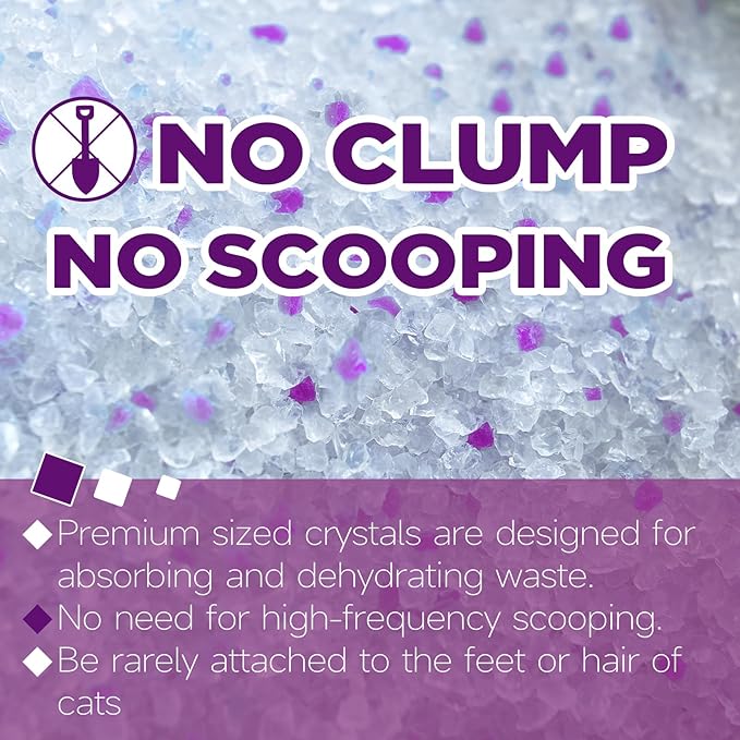 Made4Pets Cat Litter Crystals Kitty Litter Odor Control Crystal Litter Non Clumping No scooping Low Dust, Low Tracking, Lightweight, Dehydrates Waste,Lavender– 6.6 lbs (2 x 3.3 lb Packs)
