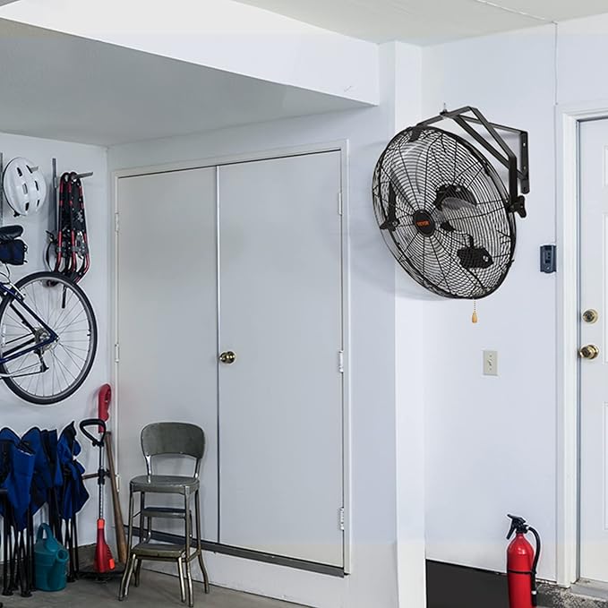 VEVOR 18 Inch Wall Mount Fan, 3-speed IP44 Waterproof, Max. 4150 CFM Wall Mounted Fan for Outdoor, Commercial, Residential, Greenhouse, Workshop, Patio, Black, ETL Listed