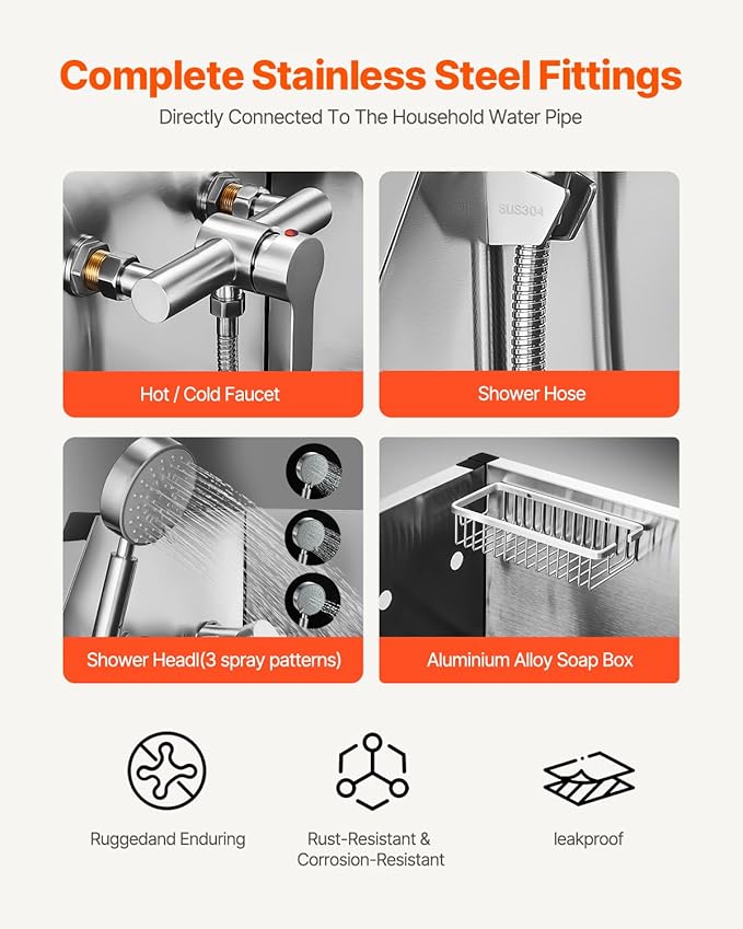 VEVOR Stainless Steel Dog Washing Station, Professional 50 inch Pet Grooming Tub w/Stairs, PE Water Filter Board, Faucet & Showerhead & Soap Holder Bathtub for Large & Medium & Small Pets (Left Door)