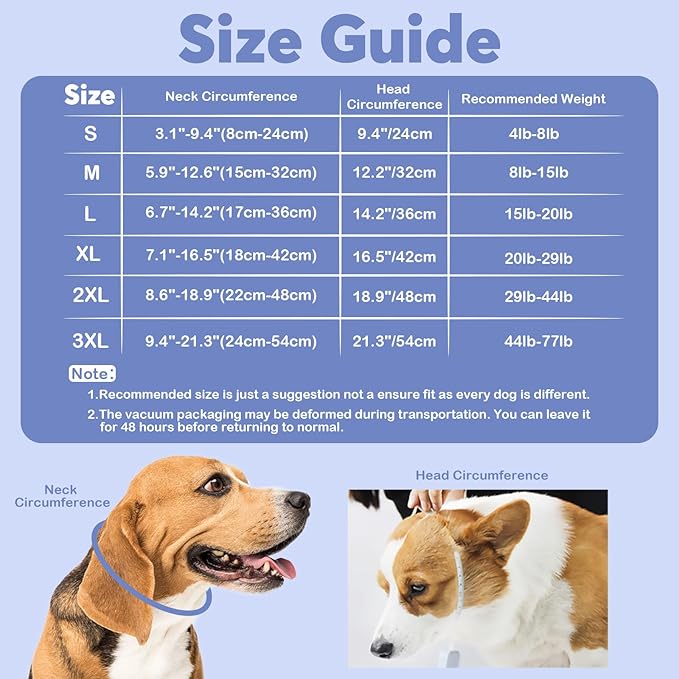 IDOMIK Dog Recovery Collar, Waterproof Soft Dog Cone After Surgery, Comfy Protective Elizabethan Collar Alternative for Dogs Cats, Adjustable Pet Neck Donut Cone Anti-Licking Biting Wounds,Blue,L